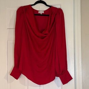 Gibson Latimer Red Draped Blouse XL